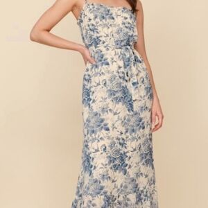 Reformation Blue and Cream Floral Maxi Dress